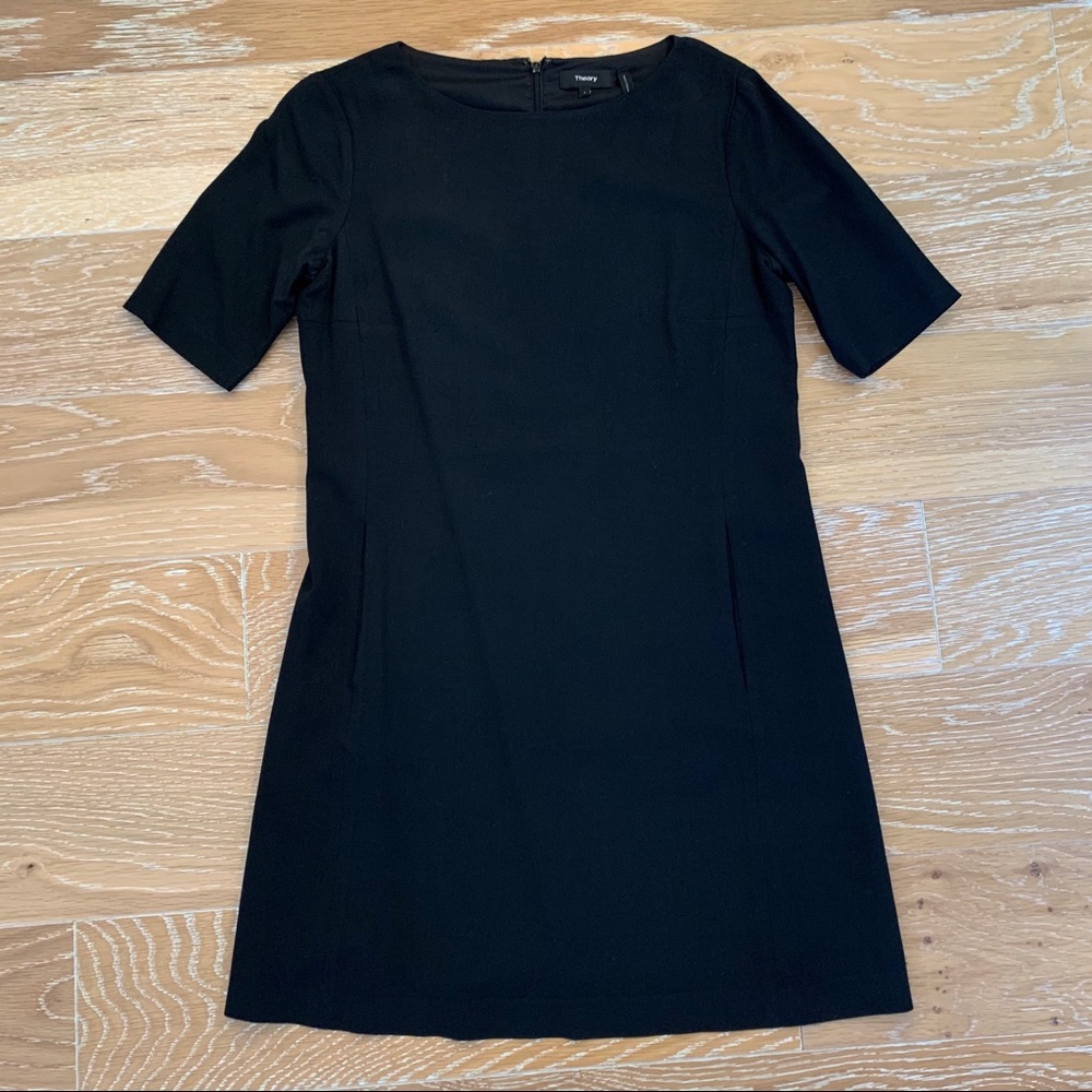 Theory Black Half Sleeve Shift Dress